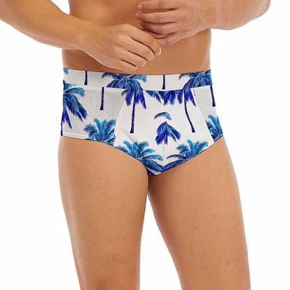 Blue Palm Tree Pattern Print Men's Briefs