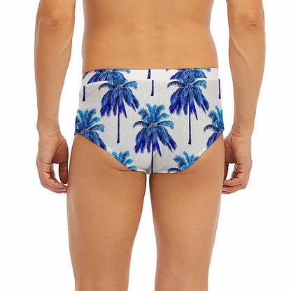 Blue Palm Tree Pattern Print Men's Briefs