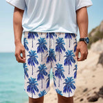 Blue Palm Tree Pattern Print Men's Cargo Shorts