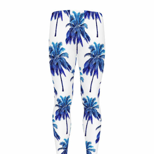 Blue Palm Tree Pattern Print Men's leggings