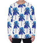 Blue Palm Tree Pattern Print Men's Long Sleeve T-Shirt