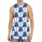 Blue Palm Tree Pattern Print Men's Muscle Tank Top