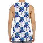 Blue Palm Tree Pattern Print Men's Muscle Tank Top