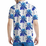 Blue Palm Tree Pattern Print Men's Polo Shirt