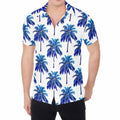Blue Palm Tree Pattern Print Men's Shirt