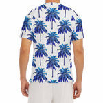 Blue Palm Tree Pattern Print Men's Short Sleeve Rash Guard