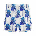 Blue Palm Tree Pattern Print Men's Athletic Shorts