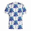 Blue Palm Tree Pattern Print Men's Athletic T-Shirt