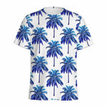 Blue Palm Tree Pattern Print Men's Sports T-Shirt