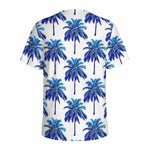 Blue Palm Tree Pattern Print Men's Sports T-Shirt