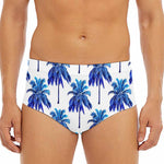 Blue Palm Tree Pattern Print Men's Triangle Swim Briefs