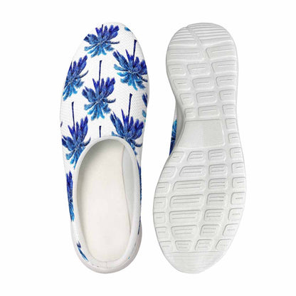 Blue Palm Tree Pattern Print Mesh Casual Shoes