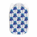 Blue Palm Tree Pattern Print Mesh Laundry Hamper