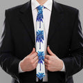 Blue Palm Tree Pattern Print Necktie