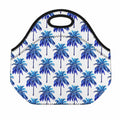 Blue Palm Tree Pattern Print Neoprene Lunch Bag