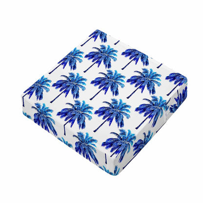 Blue Palm Tree Pattern Print Outdoor Seat Cushion Cover