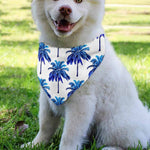 Blue Palm Tree Pattern Print Over The Collar Dog Bandana