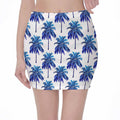 Blue Palm Tree Pattern Print Pencil Mini Skirt