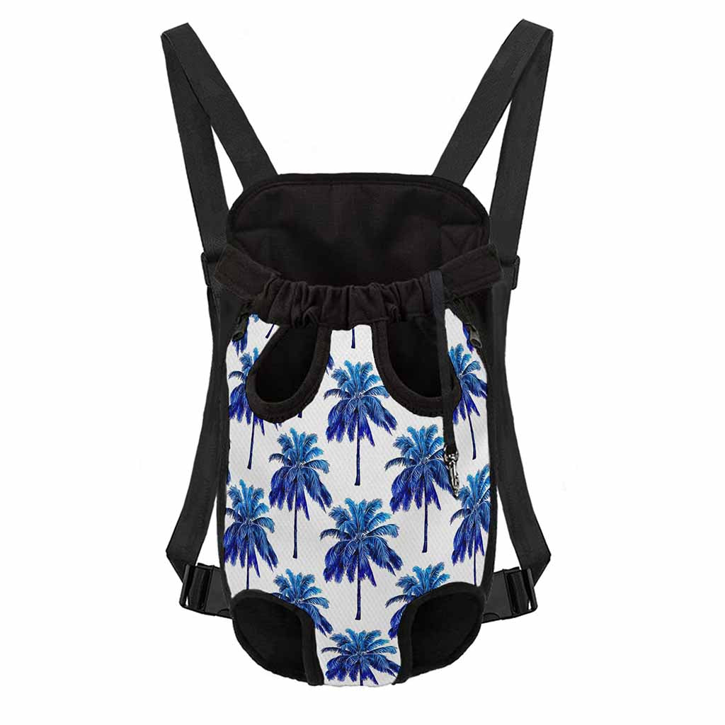 Blue Palm Tree Pattern Print Pet Carrier Backpack