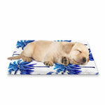 Blue Palm Tree Pattern Print Pet Cooling Mat Cover