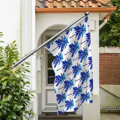 Blue Palm Tree Pattern Print Polyester Flag