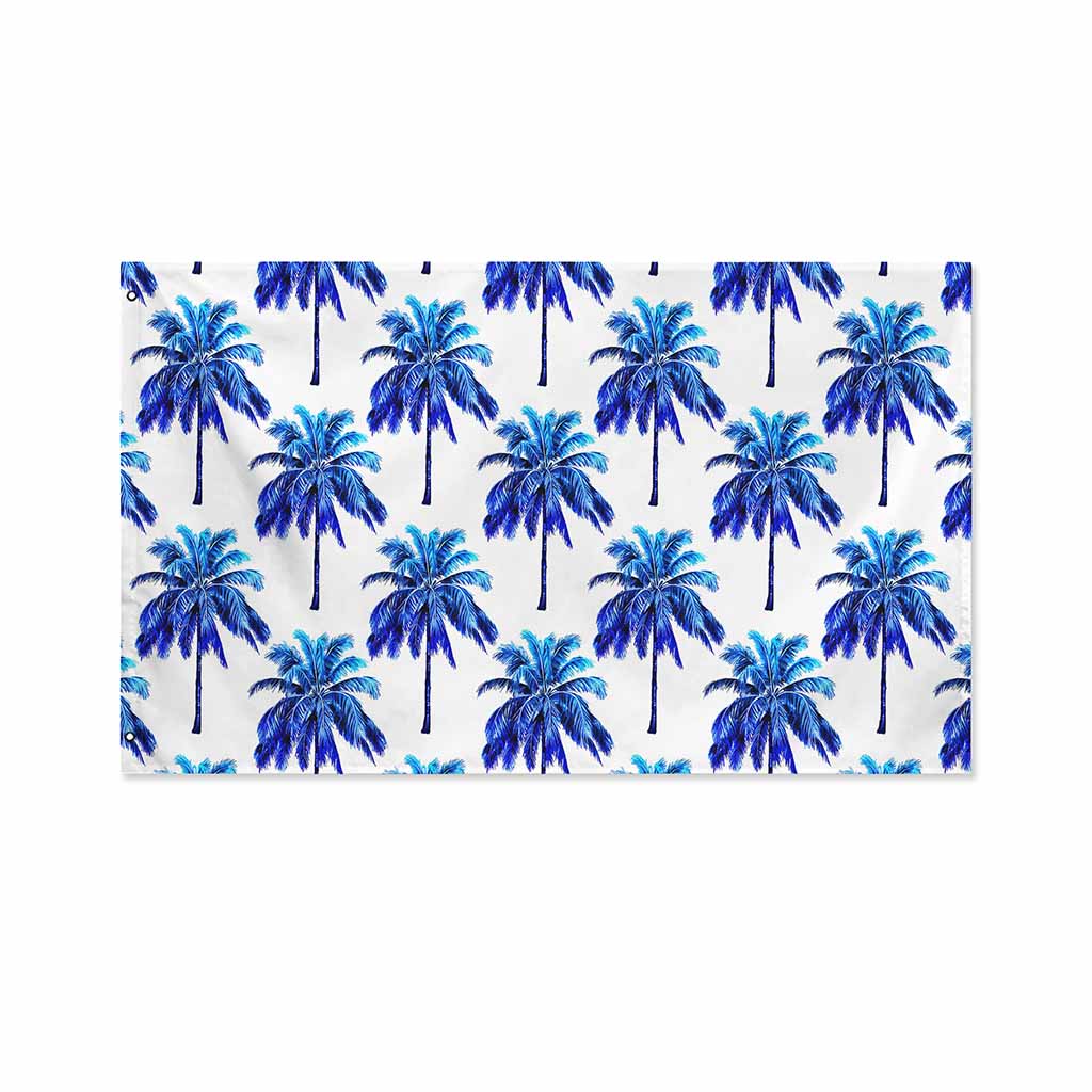 Blue Palm Tree Pattern Print Polyester Flag