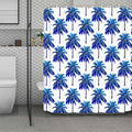 Blue Palm Tree Pattern Print Polyester Shower Curtain