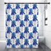Blue Palm Tree Pattern Print Premium Shower Curtain