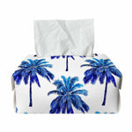 Blue Palm Tree Pattern Print Rectangle Tissue Box Cover