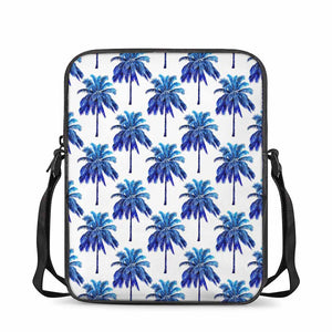 Blue Palm Tree Pattern Print Rectangular Crossbody Bag