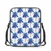 Blue Palm Tree Pattern Print Rectangular Crossbody Bag