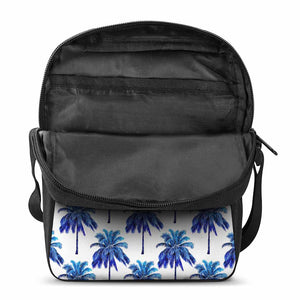 Blue Palm Tree Pattern Print Rectangular Crossbody Bag