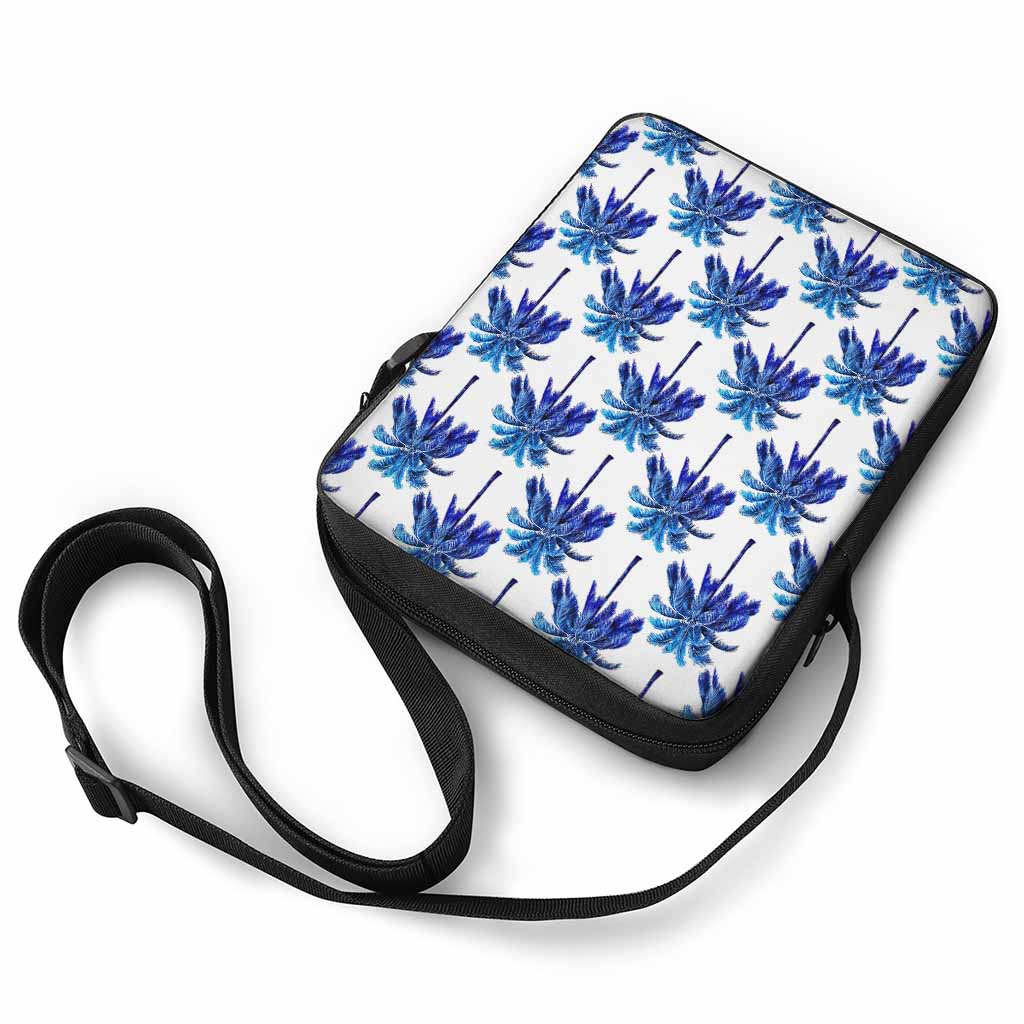 Blue Palm Tree Pattern Print Rectangular Crossbody Bag