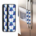 Blue Palm Tree Pattern Print Refrigerator Handle Covers