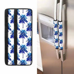 Blue Palm Tree Pattern Print Refrigerator Handle Covers