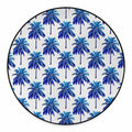 Blue Palm Tree Pattern Print Round Floor Mat