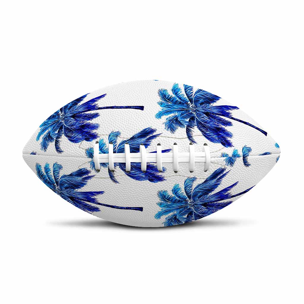 Blue Palm Tree Pattern Print Rugby Ball