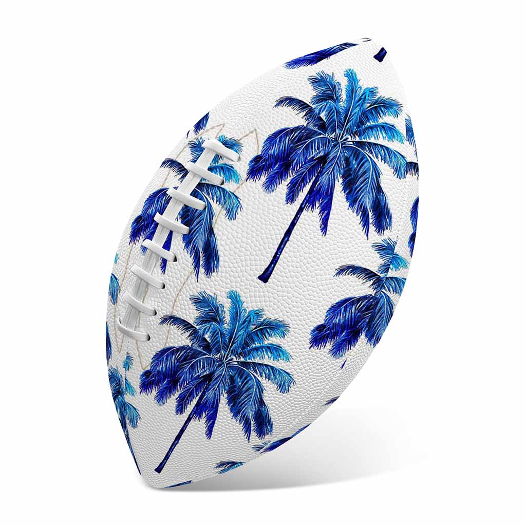 Blue Palm Tree Pattern Print Rugby Ball