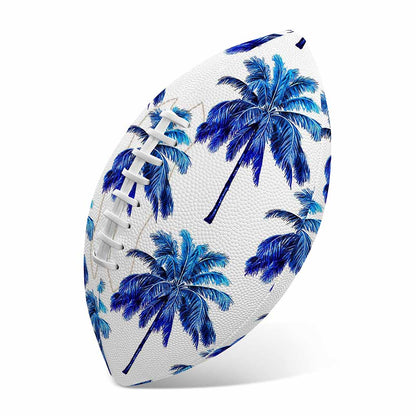 Blue Palm Tree Pattern Print Rugby Ball