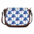 Blue Palm Tree Pattern Print Saddle Bag