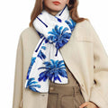 Blue Palm Tree Pattern Print Scarf
