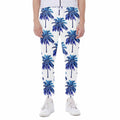 Blue Palm Tree Pattern Print Joggers