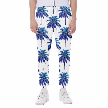 Blue Palm Tree Pattern Print Scuba Joggers