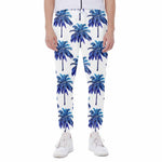 Blue Palm Tree Pattern Print Scuba Joggers