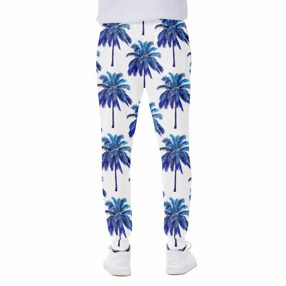 Blue Palm Tree Pattern Print Scuba Joggers