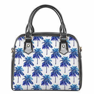 Blue Palm Tree Pattern Print Shoulder Handbag