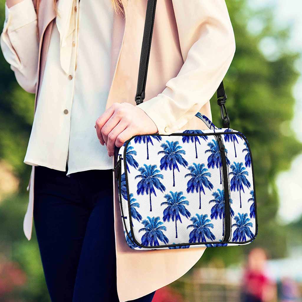 Blue Palm Tree Pattern Print Shoulder Strap Bible Bag