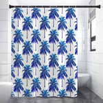 Blue Palm Tree Pattern Print Shower Curtain