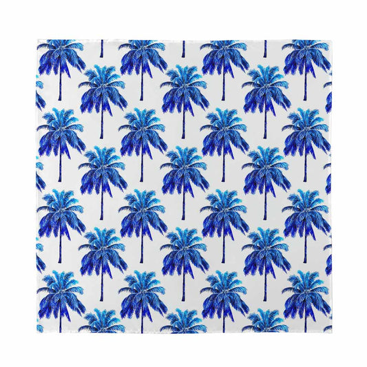 Blue Palm Tree Pattern Print Silk Bandana