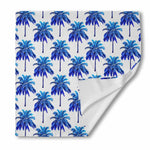 Blue Palm Tree Pattern Print Silk Bandana
